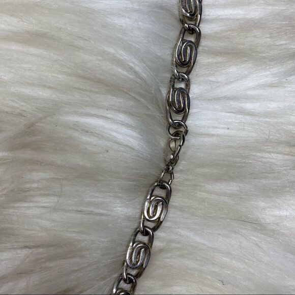 Vintage silver tone long chain necklace s shape serpentine clasp no markings - Picture 6 of 7